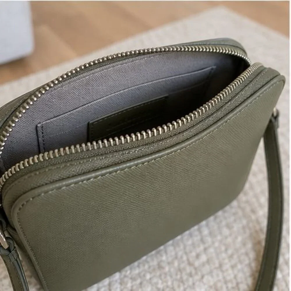 Olive Saffiano Crossbody Bag